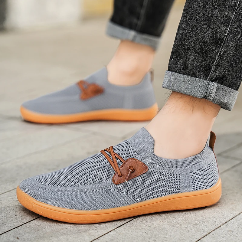 Mens Big Size Flat Wide Toe Shoes 49 50 51 52 53 54 Barefoot Comfort Minimalist Zero Drop Summer Breathable Slip-on Mesh Shoes