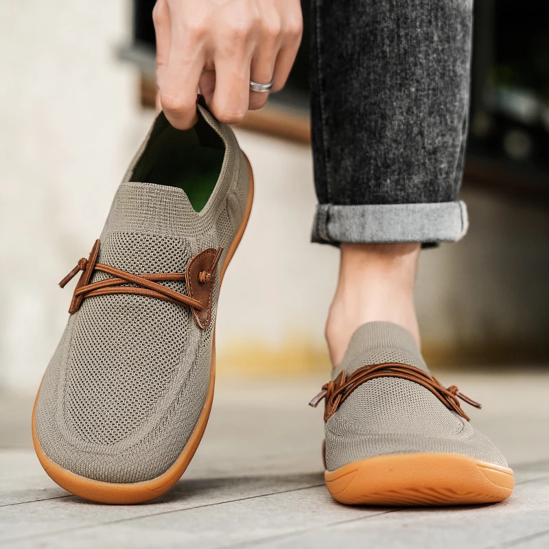 Mens Big Size Flat Wide Toe Shoes 49 50 51 52 53 54 Barefoot Comfort Minimalist Zero Drop Summer Breathable Slip-on Mesh Shoes