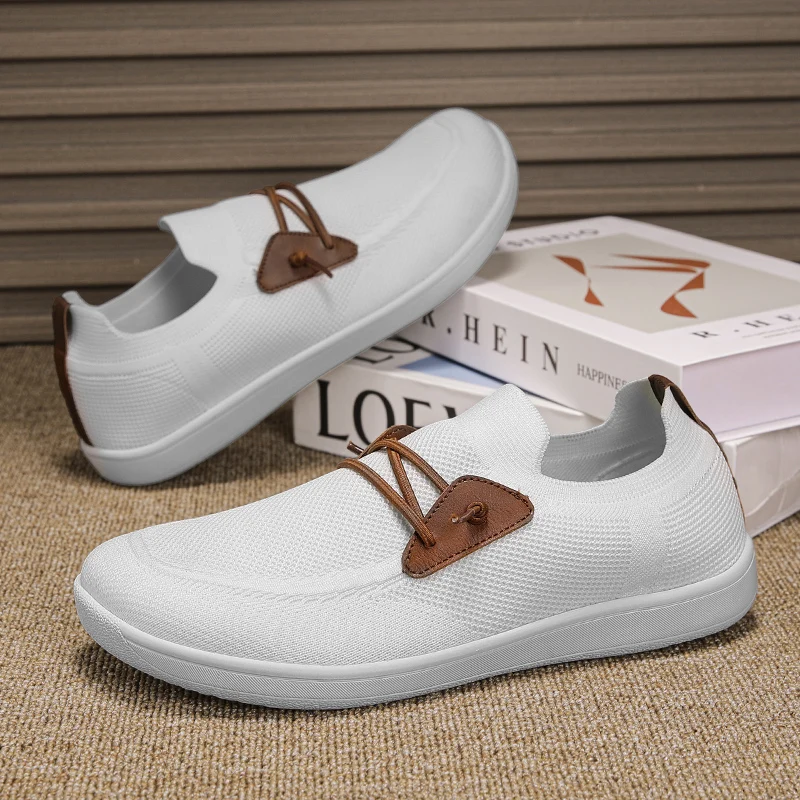 Mens Big Size Flat Wide Toe Shoes 49 50 51 52 53 54 Barefoot Comfort Minimalist Zero Drop Summer Breathable Slip-on Mesh Shoes