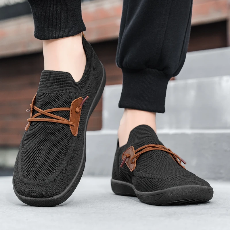 Mens Big Size Flat Wide Toe Shoes 49 50 51 52 53 54 Barefoot Comfort Minimalist Zero Drop Summer Breathable Slip-on Mesh Shoes