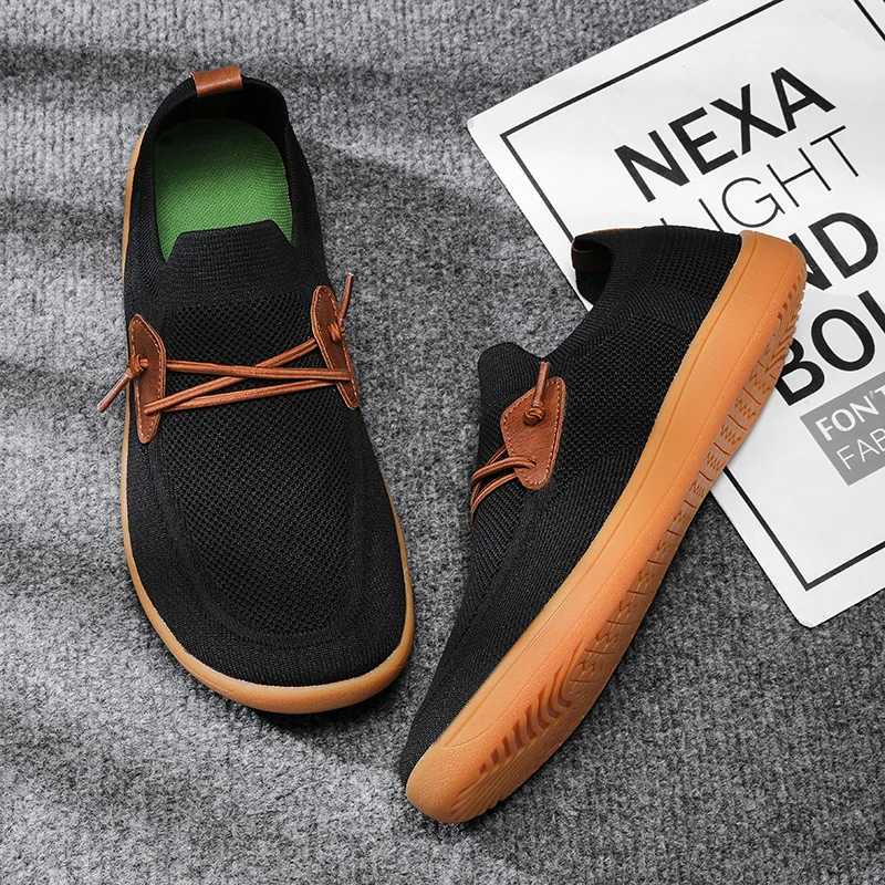 Mens Big Size Flat Wide Toe Shoes 49 50 51 52 53 54 Barefoot Comfort Minimalist Zero Drop Summer Breathable Slip-on Mesh Shoes