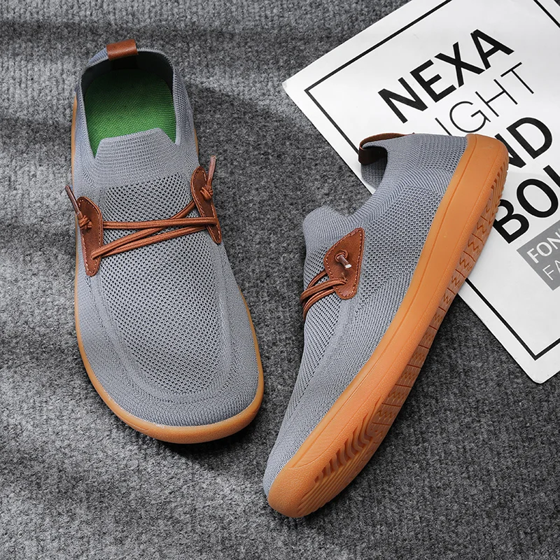 Mens Big Size Flat Wide Toe Shoes 49 50 51 52 53 54 Barefoot Comfort Minimalist Zero Drop Summer Breathable Slip-on Mesh Shoes