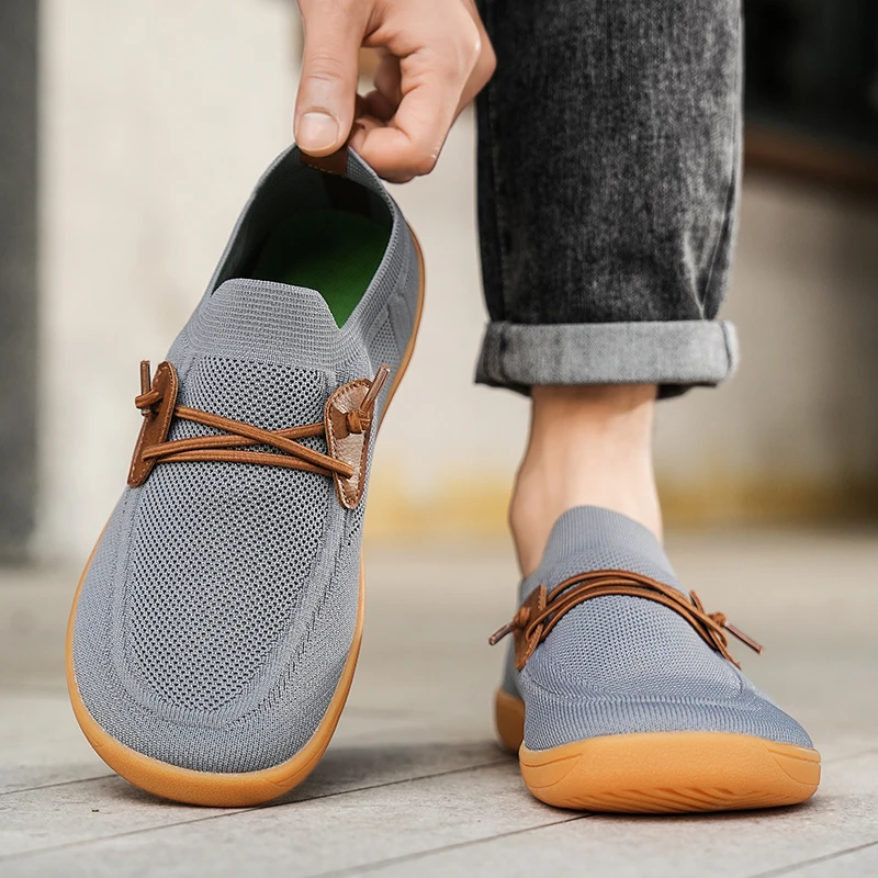 Mens Big Size Flat Wide Toe Shoes 49 50 51 52 53 54 Barefoot Comfort Minimalist Zero Drop Summer Breathable Slip-on Mesh Shoes