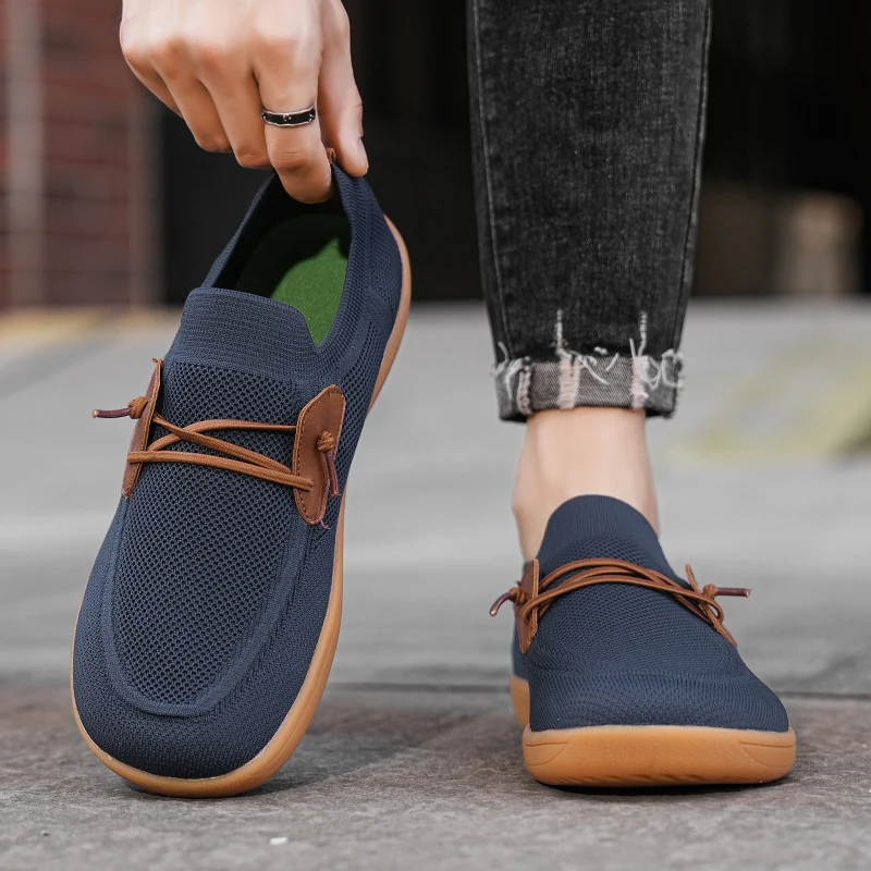 Mens Big Size Flat Wide Toe Shoes 49 50 51 52 53 54 Barefoot Comfort Minimalist Zero Drop Summer Breathable Slip-on Mesh Shoes