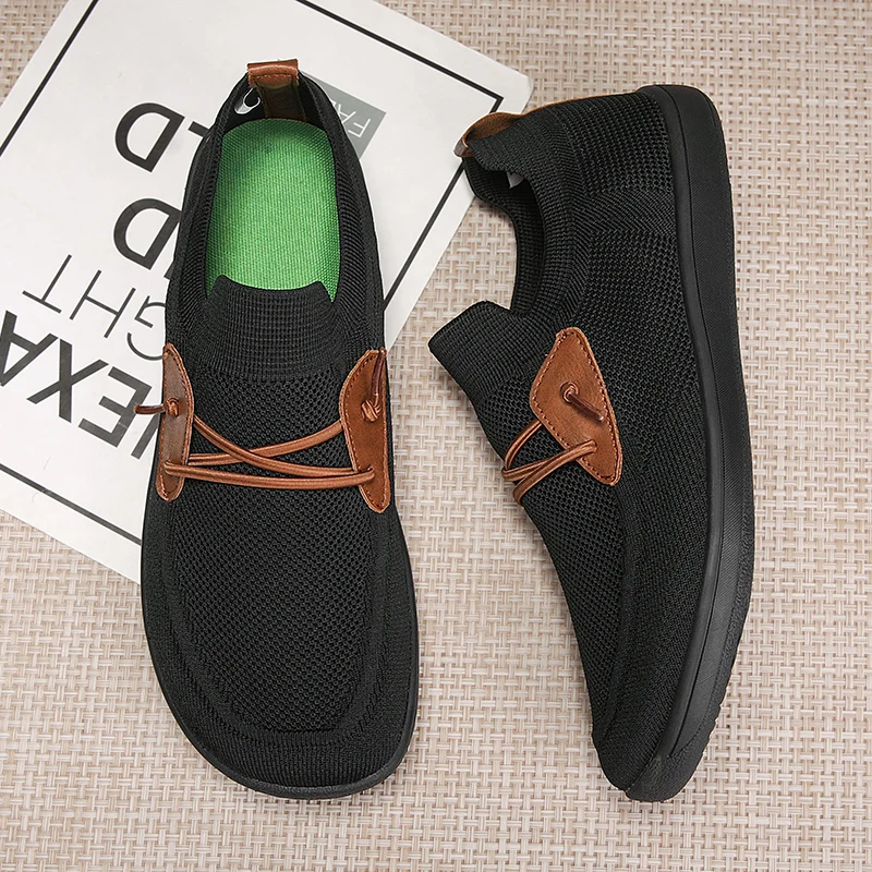 Mens Big Size Flat Wide Toe Shoes 49 50 51 52 53 54 Barefoot Comfort Minimalist Zero Drop Summer Breathable Slip-on Mesh Shoes