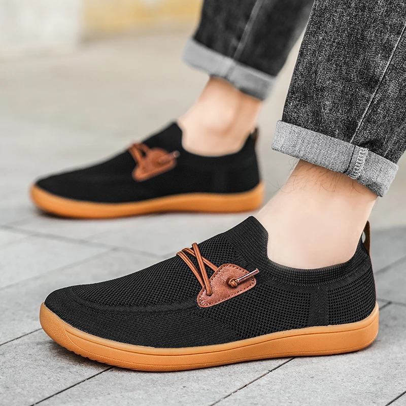Mens Big Size Flat Wide Toe Shoes 49 50 51 52 53 54 Barefoot Comfort Minimalist Zero Drop Summer Breathable Slip-on Mesh Shoes