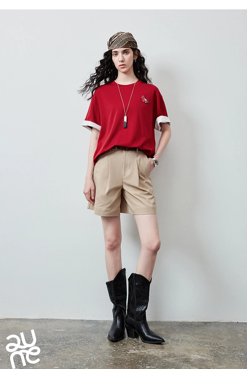 TOYOUTH Women's T Shirt 2026 Summer New Color Blocking Patchwork Short Sleeve Lyocell Pony Print Soft Unique Niche Top