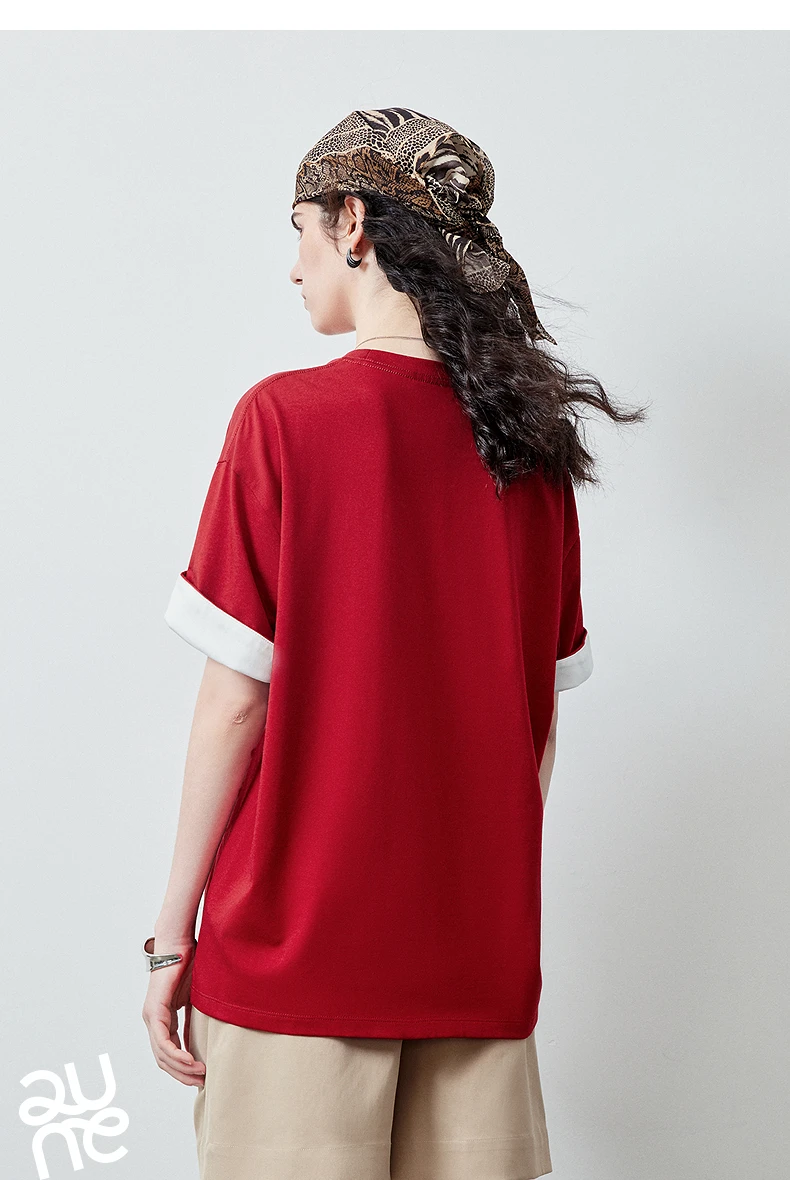 TOYOUTH Women's T Shirt 2026 Summer New Color Blocking Patchwork Short Sleeve Lyocell Pony Print Soft Unique Niche Top