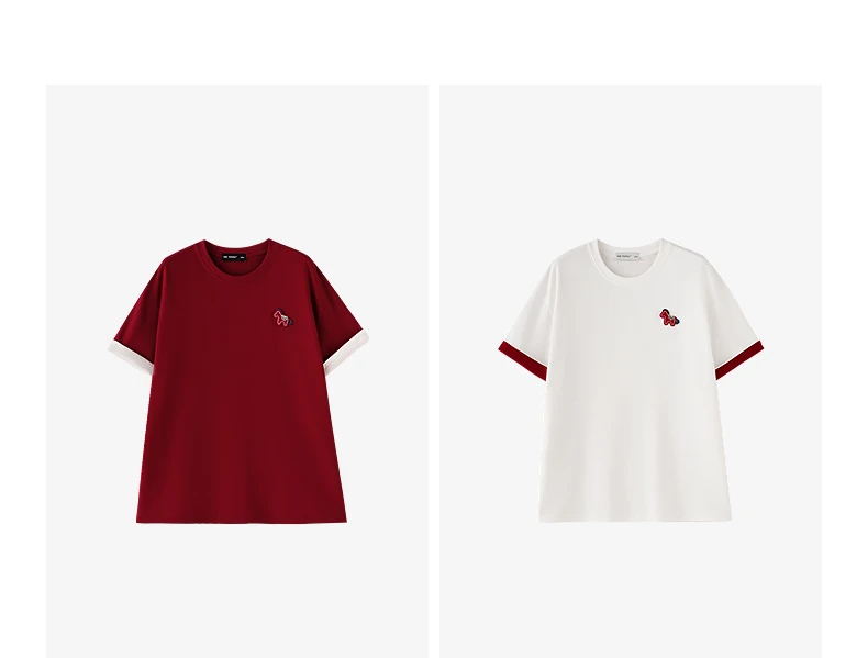 TOYOUTH Women's T Shirt 2026 Summer New Color Blocking Patchwork Short Sleeve Lyocell Pony Print Soft Unique Niche Top