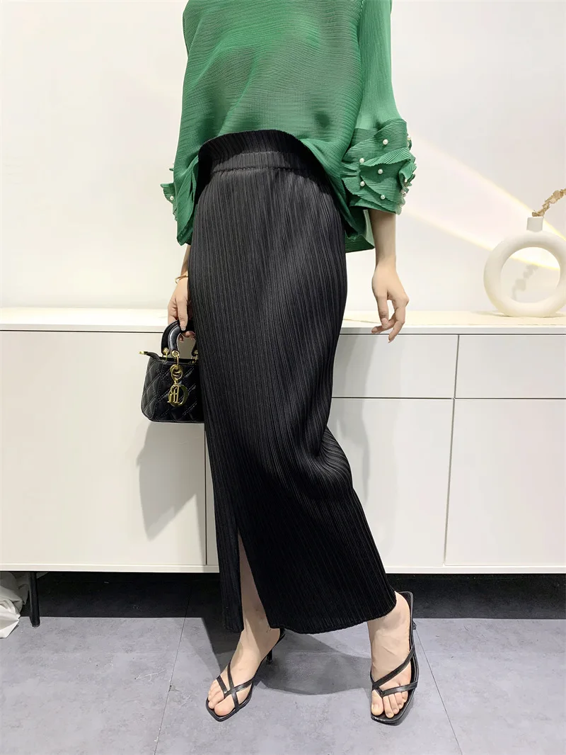 Miyake Summer New Fairy Version of The Pure Color Simple Bustier Skirt High Waisted Open Niche Design Sense