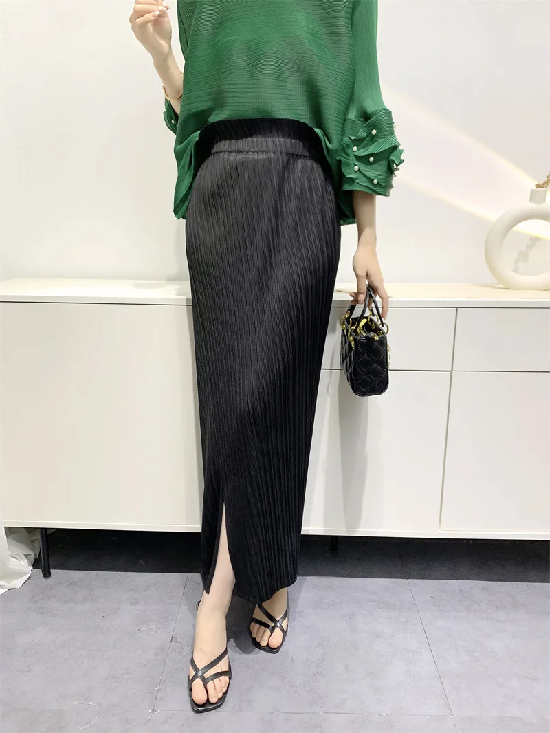 Miyake Summer New Fairy Version of The Pure Color Simple Bustier Skirt High Waisted Open Niche Design Sense