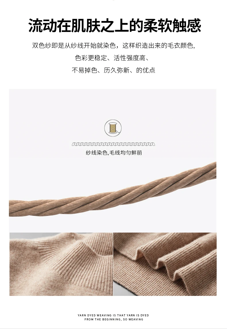 100% Pure Wool Cashmere Sweater Men's Half Turtleneck Pullover Casual Fashion Thickening Top Knitting Sweater