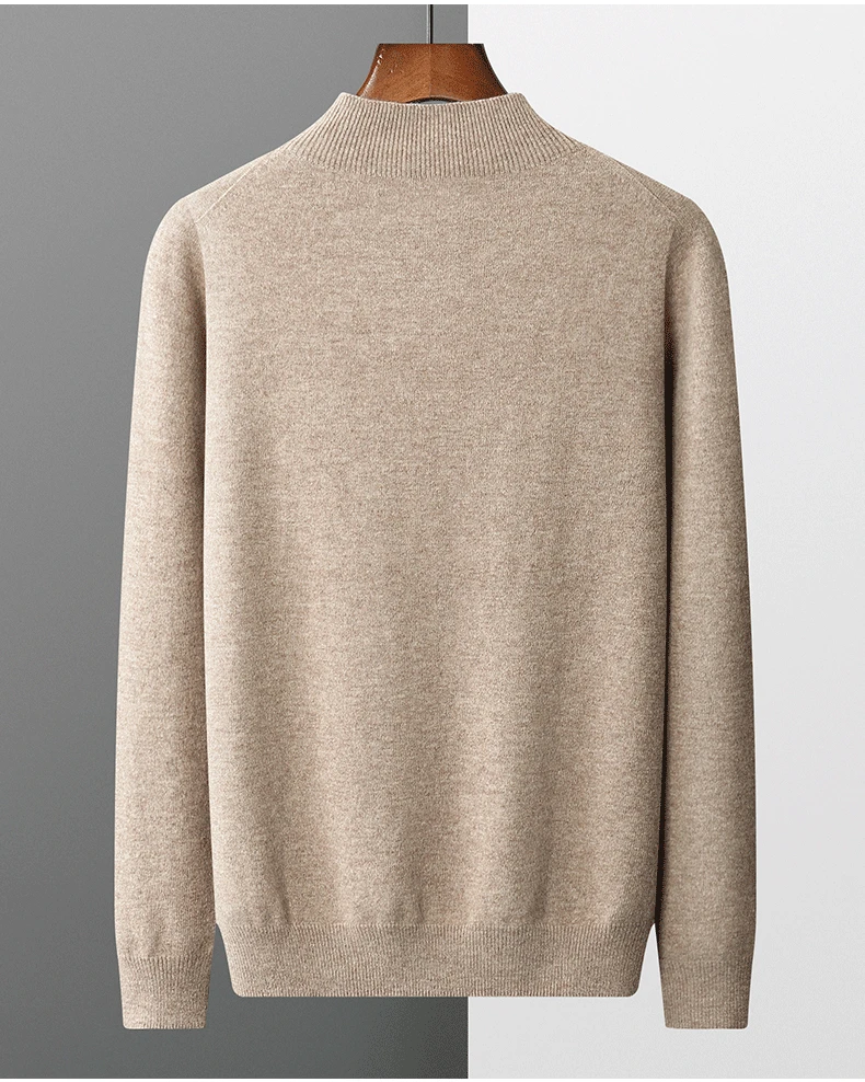 100% Pure Wool Cashmere Sweater Men's Half Turtleneck Pullover Casual Fashion Thickening Top Knitting Sweater
