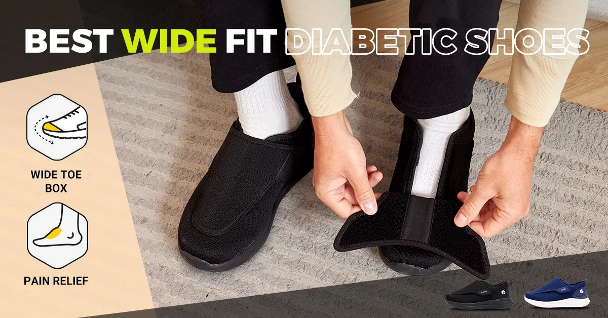 FitVille Men'S Diabetic Shoes Extra Wide 2E For Elder Orthopedics Feet Swollen Adjustable Walking Shoe Elderly Foot Pain Relief