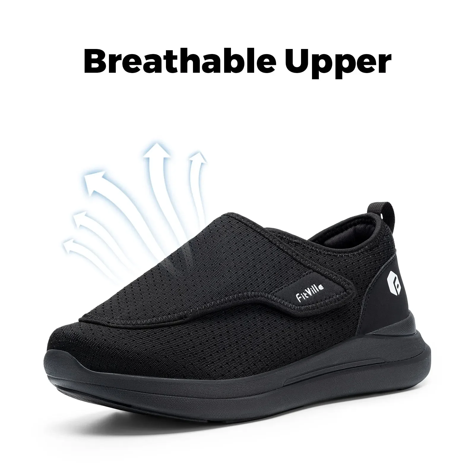 FitVille Men'S Diabetic Shoes Extra Wide 2E For Elder Orthopedics Feet Swollen Adjustable Walking Shoe Elderly Foot Pain Relief
