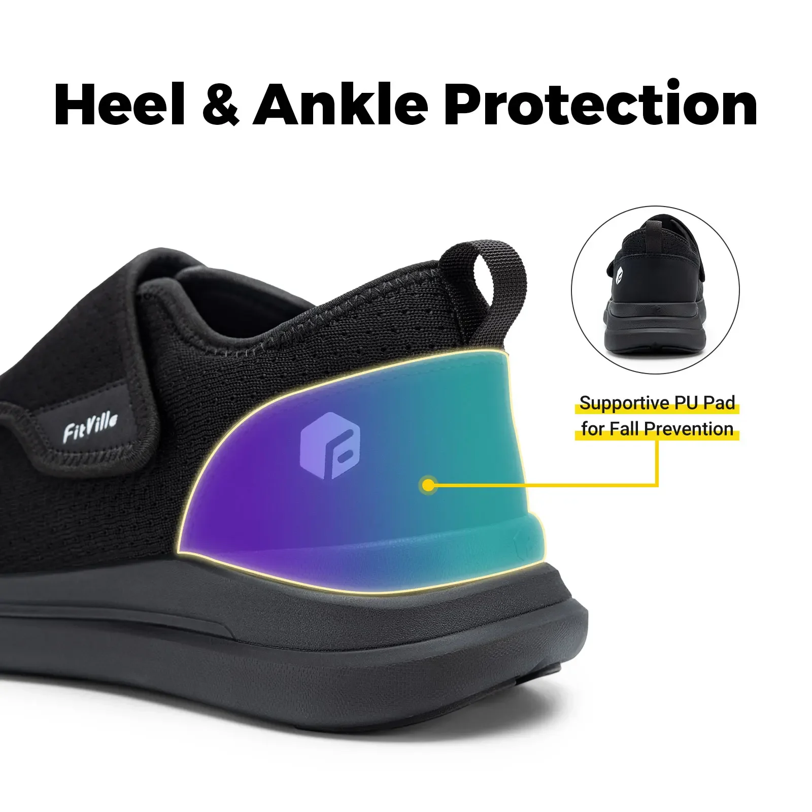 FitVille Men'S Diabetic Shoes Extra Wide 2E For Elder Orthopedics Feet Swollen Adjustable Walking Shoe Elderly Foot Pain Relief