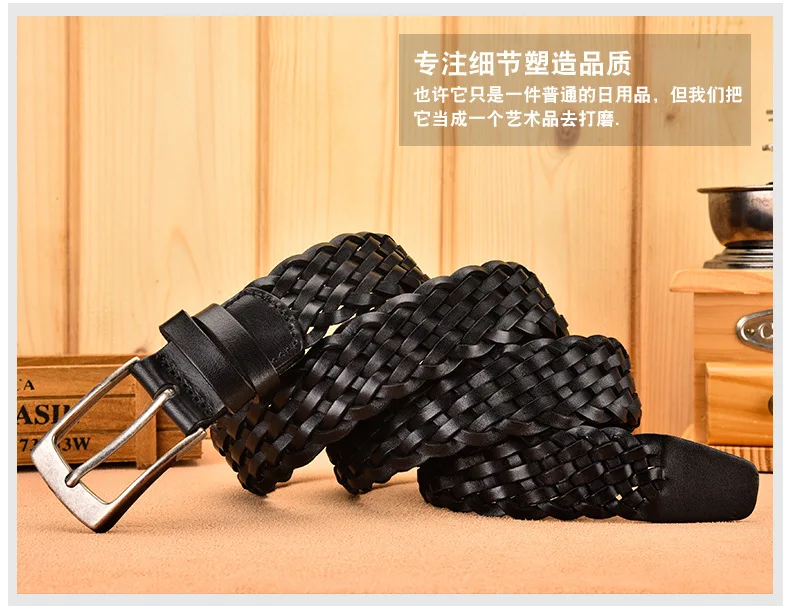 Men Real Cowhide Belt Woven Casual Buckle Layer Hollow Hand Woven Fashion Couple Personalized Student Luxury Jeans New Design