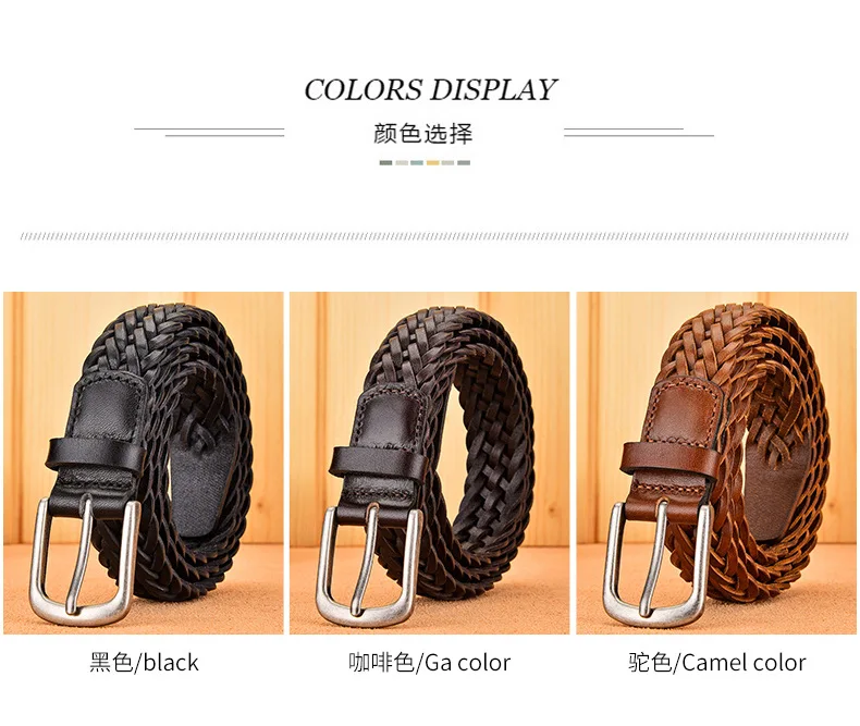 Men Real Cowhide Belt Woven Casual Buckle Layer Hollow Hand Woven Fashion Couple Personalized Student Luxury Jeans New Design