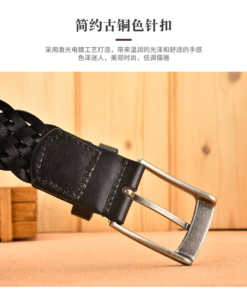 Men Real Cowhide Belt Woven Casual Buckle Layer Hollow Hand Woven Fashion Couple Personalized Student Luxury Jeans New Design