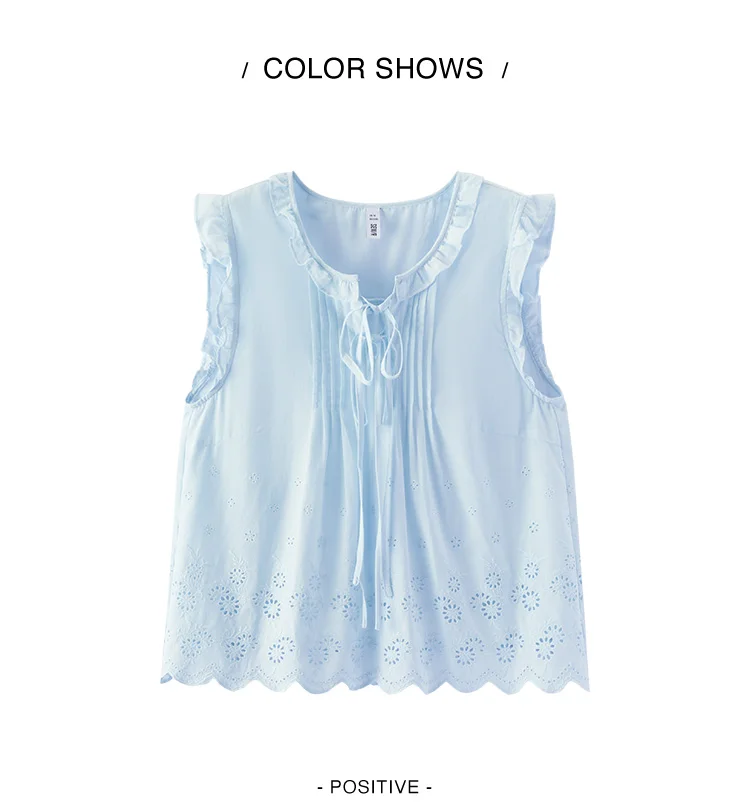 Semir Women Shirt Cotton Embroidered Bow Short Length Ruffle Lace Sweet Stylish 2026 Summer Casual Fashion Versatile Top