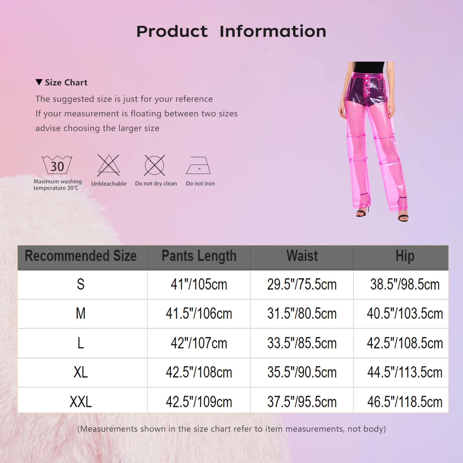 Women Pvc Pants Button Waist Back Pockets Wide Leg Straight-leg Trousers Cover Up See Through Bottoms for Party Dancing Prom