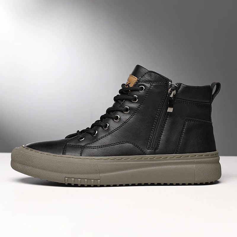 Bubuk Men's Spring and Autumn Style White Sneakers, New Trendy Versatile High-Top Sneakers, Summer Fashion Casual Men's Shoes, Breathable and Durable Sneakers