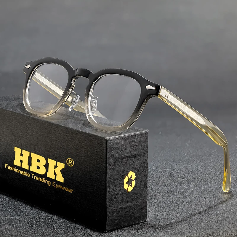 HBK Retro Men's Eyeglass Frames Luxury Anti BlueLight Lenses TR-90 Frame Glasses Women's Reading Computer Eyewear