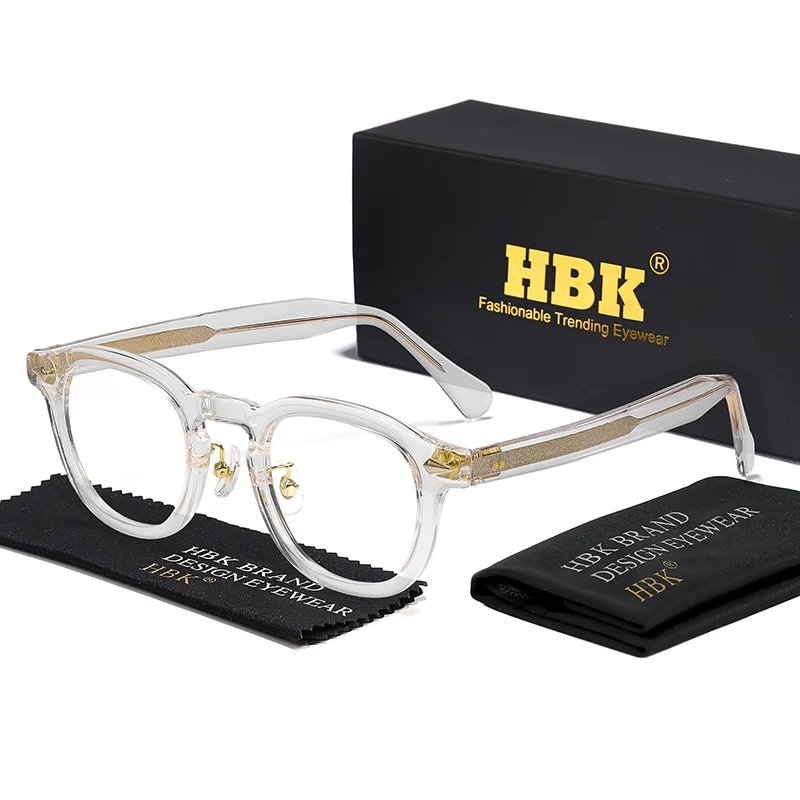 HBK Retro Men's Eyeglass Frames Luxury Anti BlueLight Lenses TR-90 Frame Glasses Women's Reading Computer Eyewear