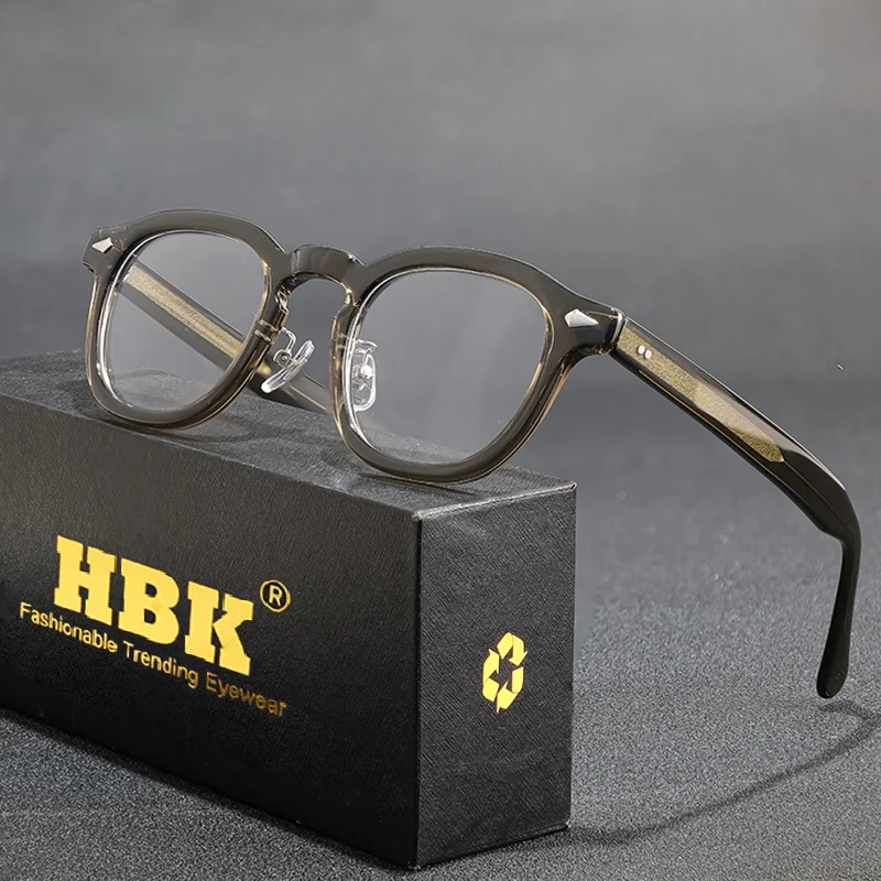 HBK Retro Men's Eyeglass Frames Luxury Anti BlueLight Lenses TR-90 Frame Glasses Women's Reading Computer Eyewear