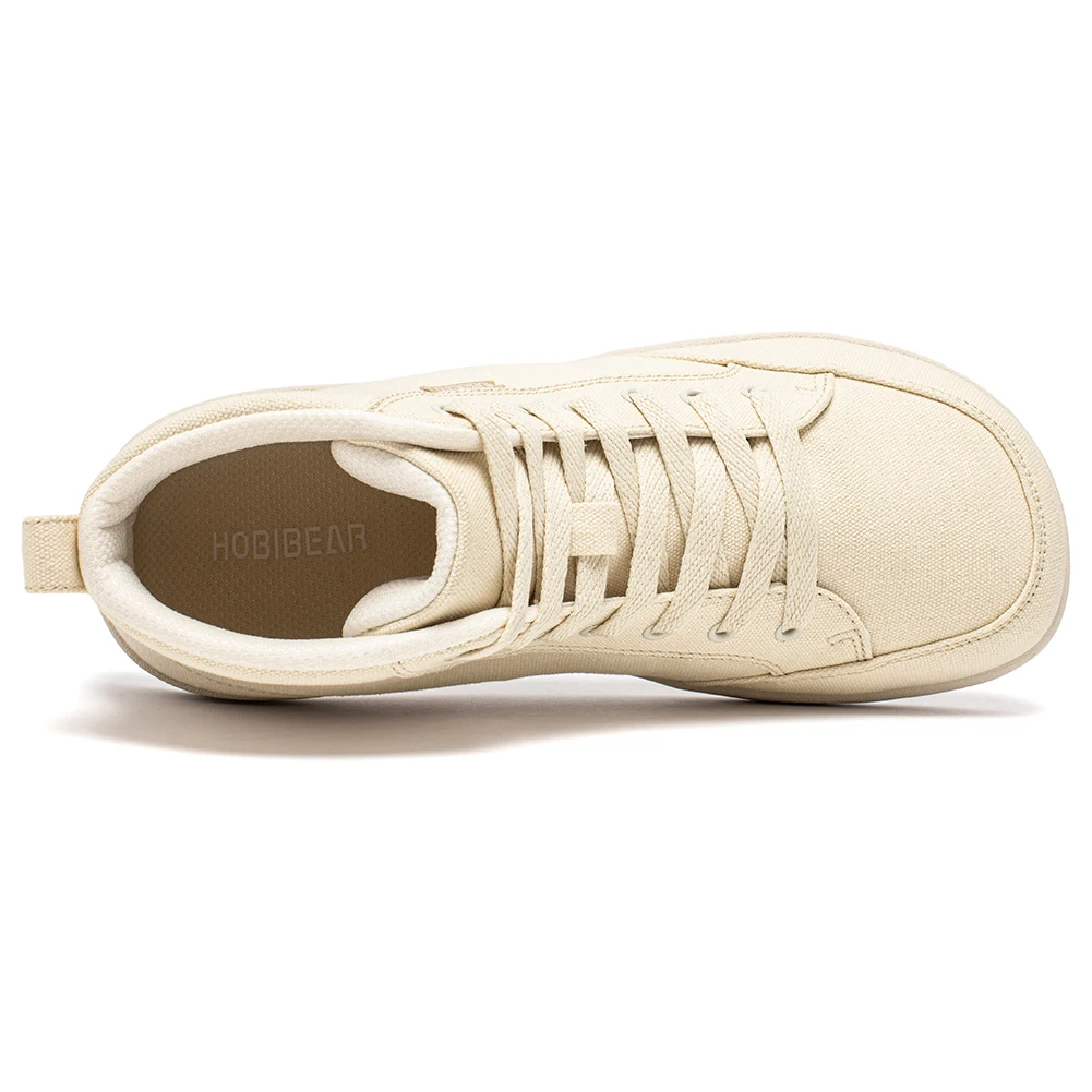 HOBIBEAR Mid-Top Barefoot Shoes Unisex Wide Toe Box Canvas Sneakes Zero Drop Lace Up Outdoor Walking Shoes