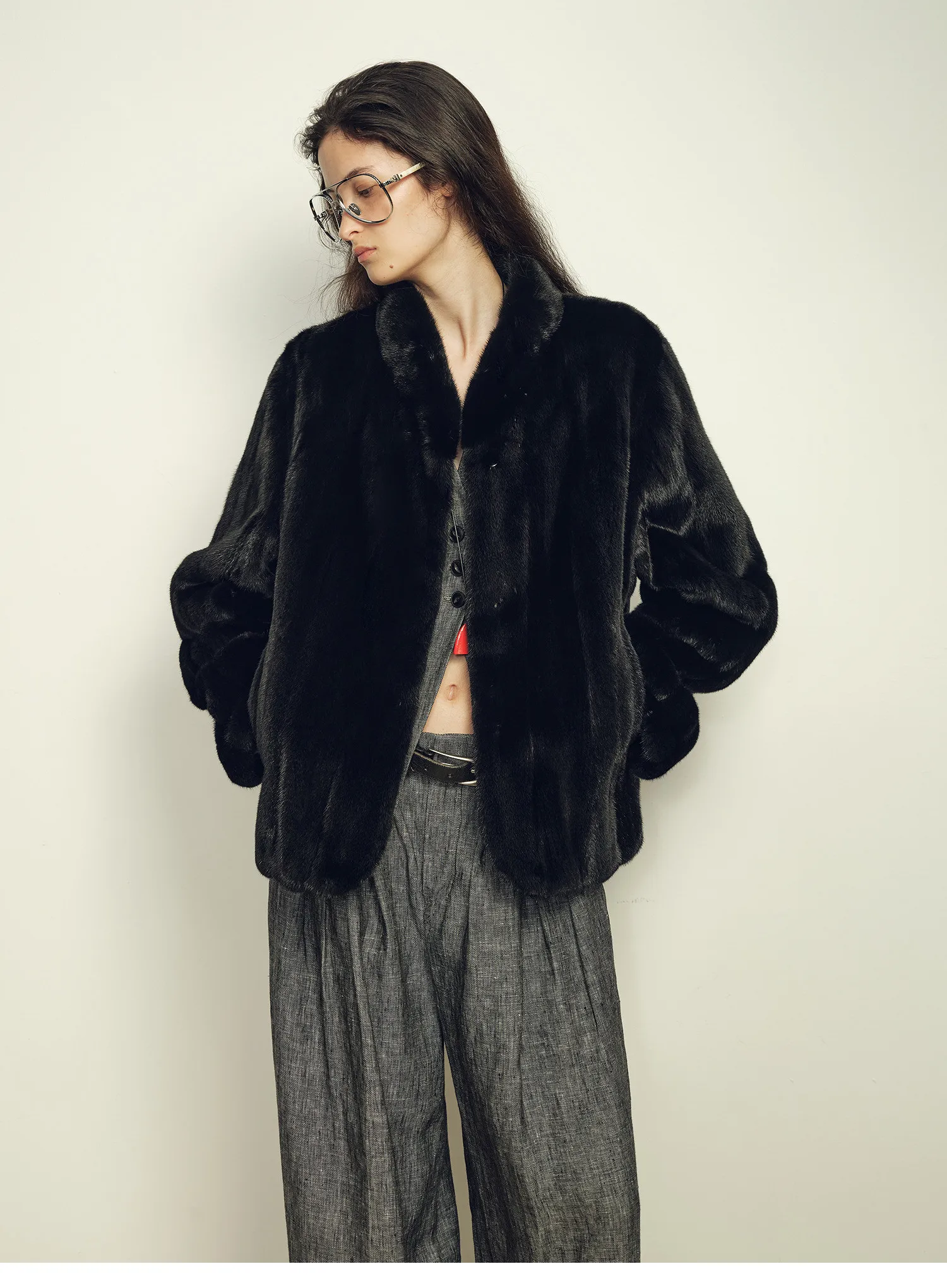 Lautaro Autumn Winter Short Brown Thick Warm Soft Faux Mink Fur Coat Women Stand Collar Elegant Luxury Chic Fluffy Jacket 2025