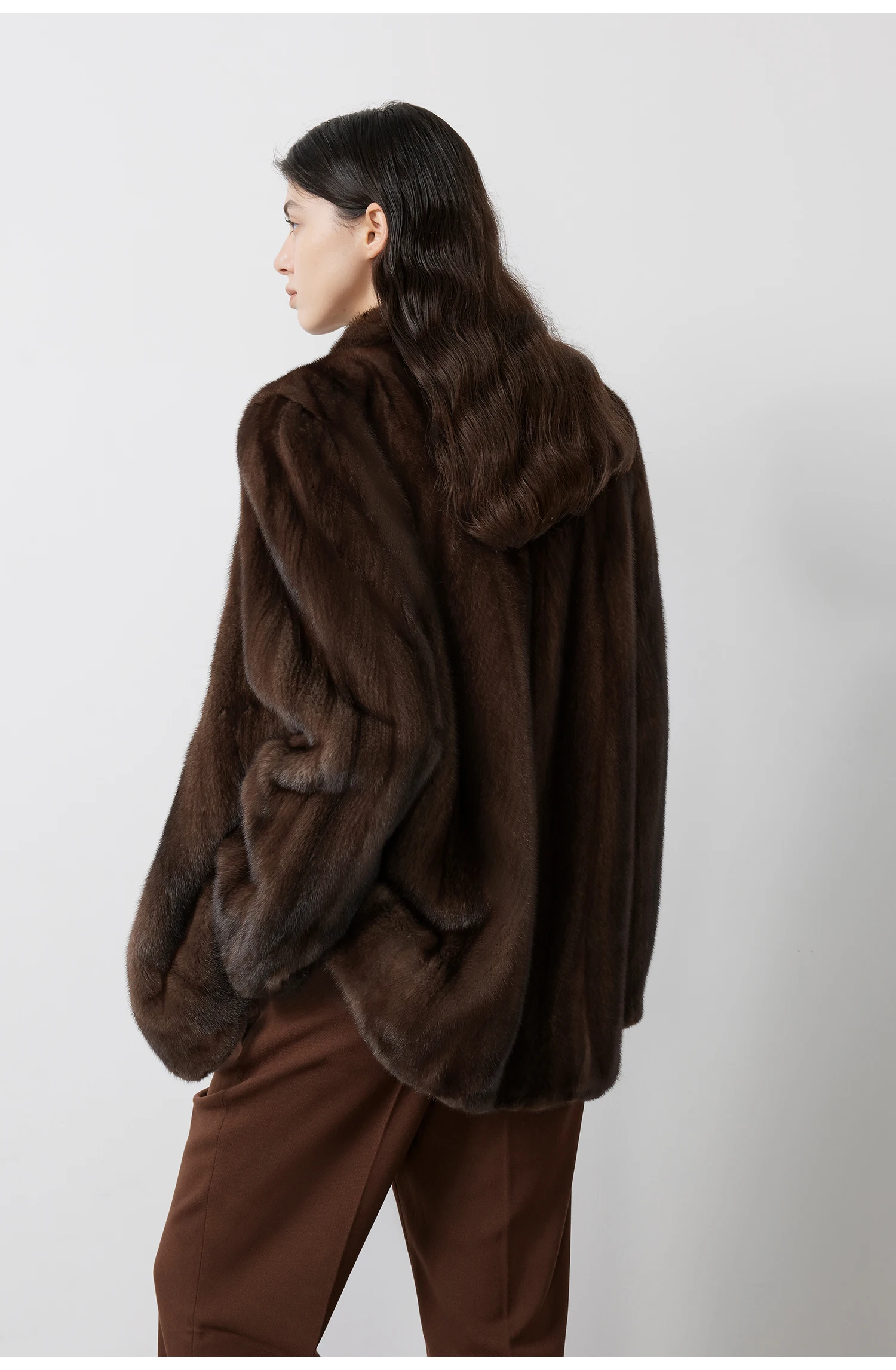 Lautaro Autumn Winter Short Brown Thick Warm Soft Faux Mink Fur Coat Women Stand Collar Elegant Luxury Chic Fluffy Jacket 2025