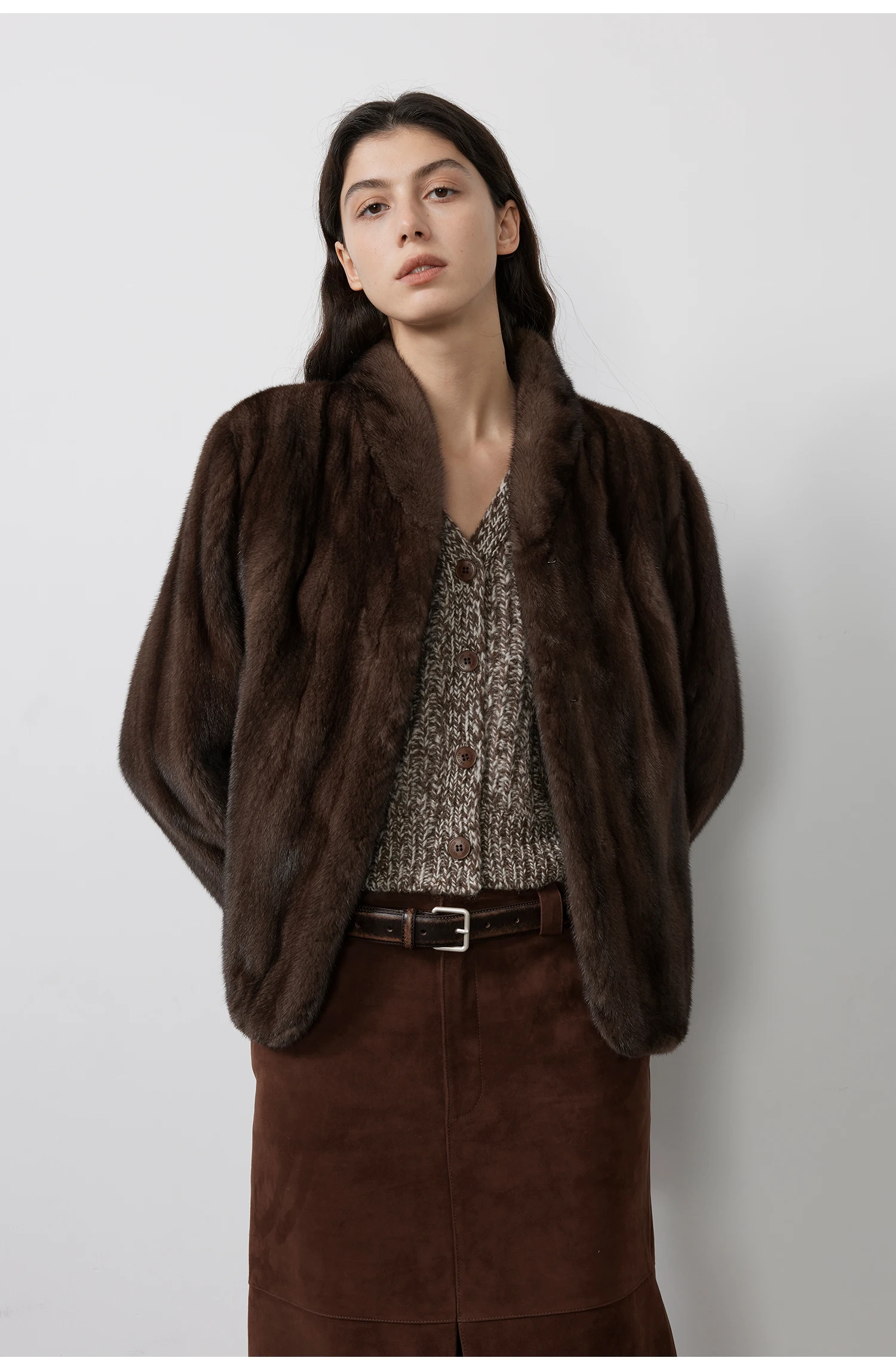 Lautaro Autumn Winter Short Brown Thick Warm Soft Faux Mink Fur Coat Women Stand Collar Elegant Luxury Chic Fluffy Jacket 2025