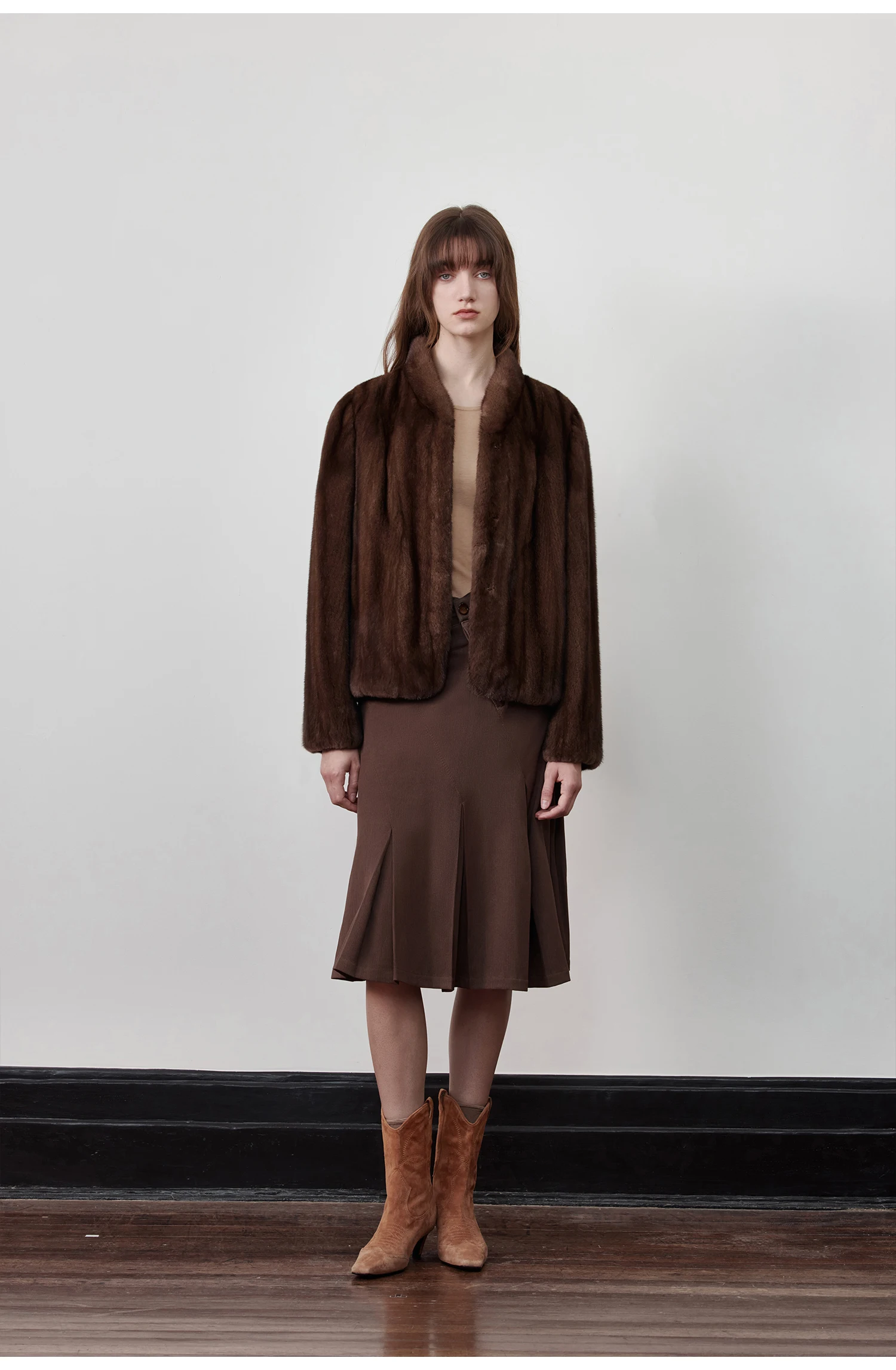 Lautaro Autumn Winter Short Brown Thick Warm Soft Faux Mink Fur Coat Women Stand Collar Elegant Luxury Chic Fluffy Jacket 2025