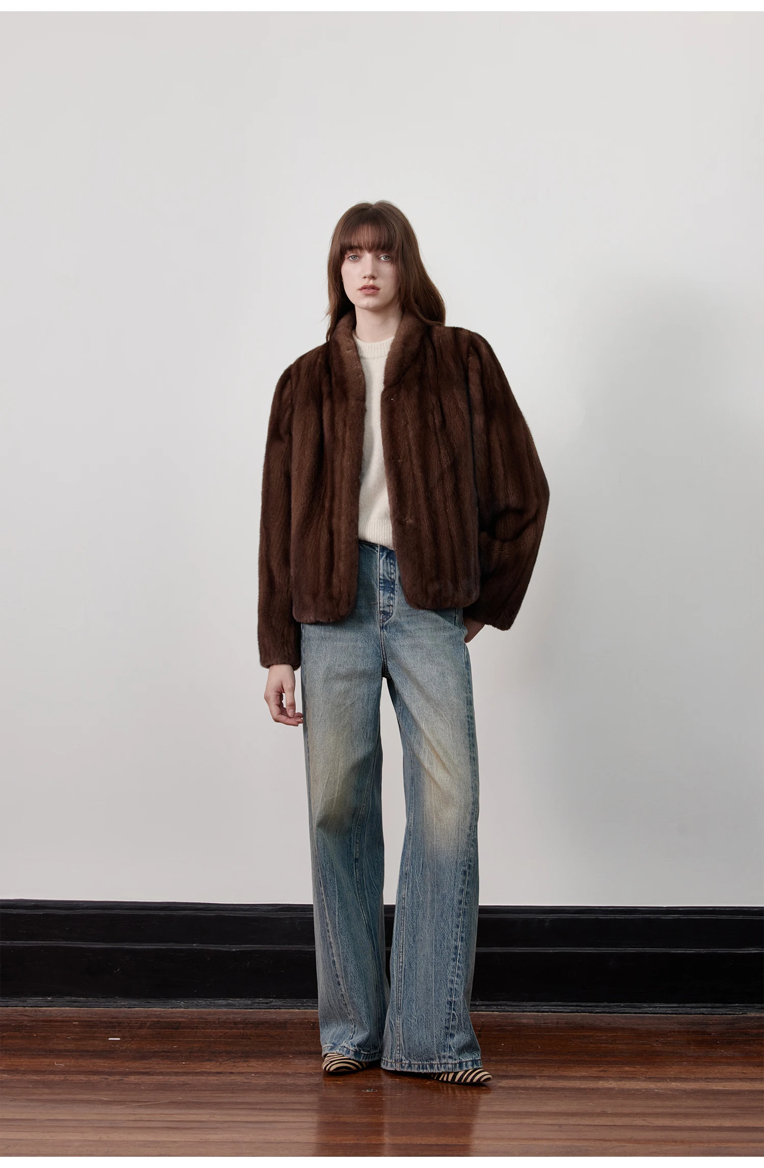 Lautaro Autumn Winter Short Brown Thick Warm Soft Faux Mink Fur Coat Women Stand Collar Elegant Luxury Chic Fluffy Jacket 2025