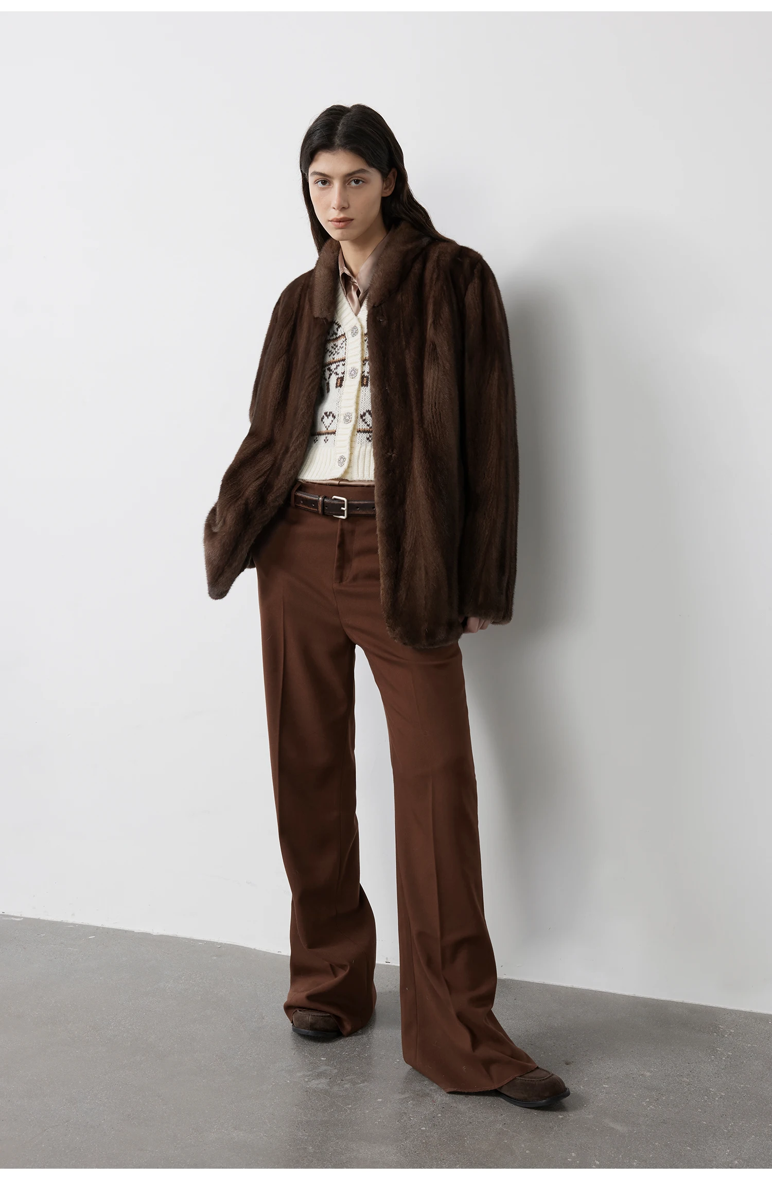 Lautaro Autumn Winter Short Brown Thick Warm Soft Faux Mink Fur Coat Women Stand Collar Elegant Luxury Chic Fluffy Jacket 2025