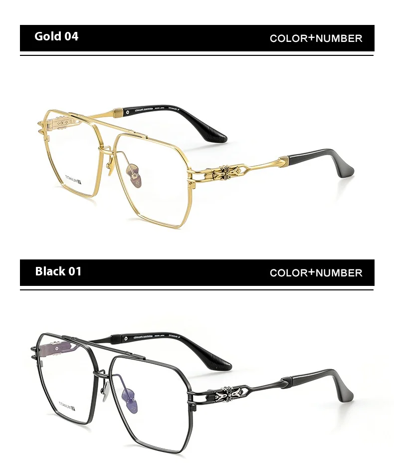 ALICIA Fat Face Over Size Eyewear Luxury Pure Titanium Pilot Double Bridge Glasses Optical Prescription Frames Woman Men 5313