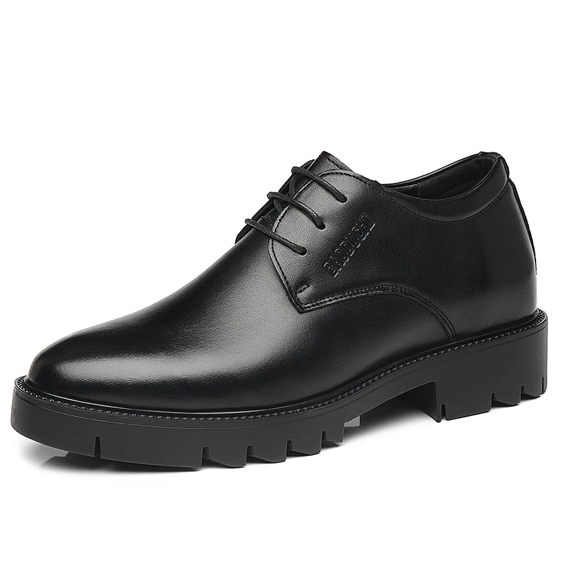 10cm Height Increasing Cowhide Men's Shoes, Fashionable, Casual, Business Office Thick Soled Men's Formal Shoes
