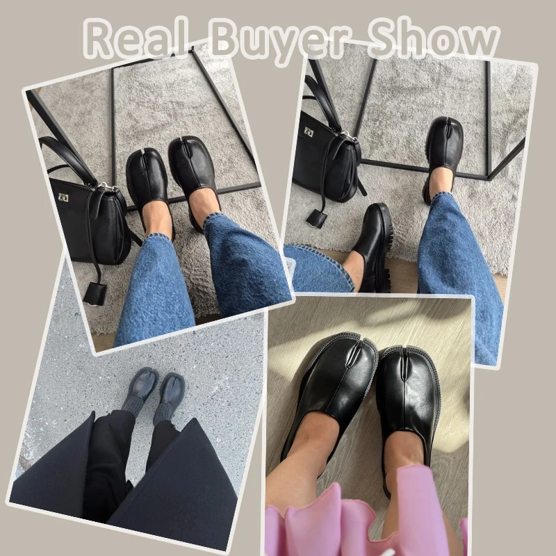 2025 Chunky Platform Tabi Loafers Women Luxury Designer Split Toe 35-45 Unisex Concise Fashion Flat Slip-on Pig Trotter Shoes