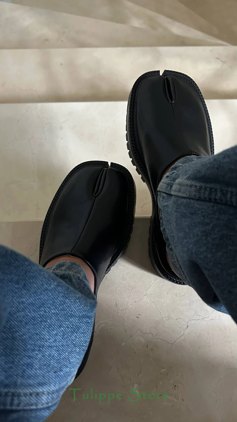 2025 Chunky Platform Tabi Loafers Women Luxury Designer Split Toe 35-45 Unisex Concise Fashion Flat Slip-on Pig Trotter Shoes