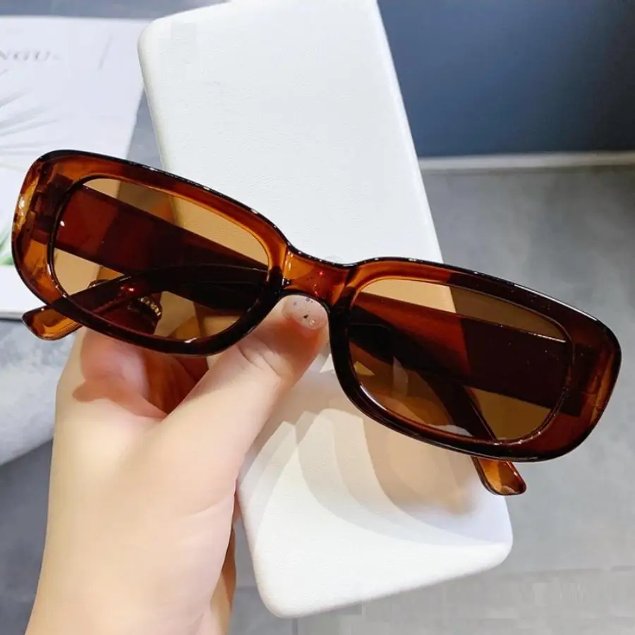 56PCS Small Rectangle Pattern Sunglasses For Women Vintage Brand Designer Square Female Eyewear