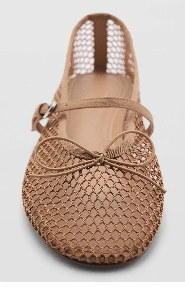 Mesh Summer Ballet Flats Shoes Women Buckle Strap Breathable 2025 New Flats Shoes Ladies Black Mary Janes Footwear Loafers