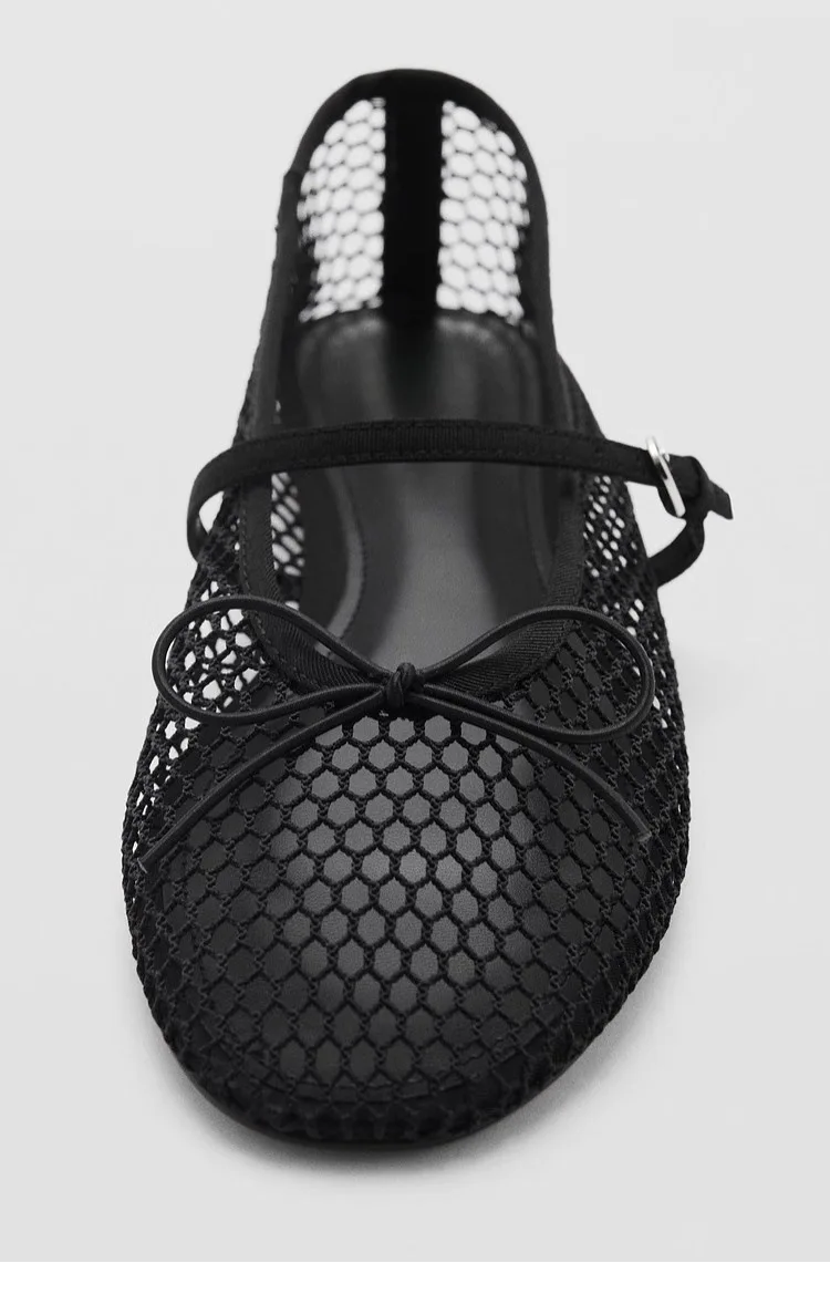 Mesh Summer Ballet Flats Shoes Women Buckle Strap Breathable 2025 New Flats Shoes Ladies Black Mary Janes Footwear Loafers