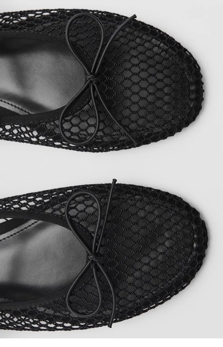 Mesh Summer Ballet Flats Shoes Women Buckle Strap Breathable 2025 New Flats Shoes Ladies Black Mary Janes Footwear Loafers