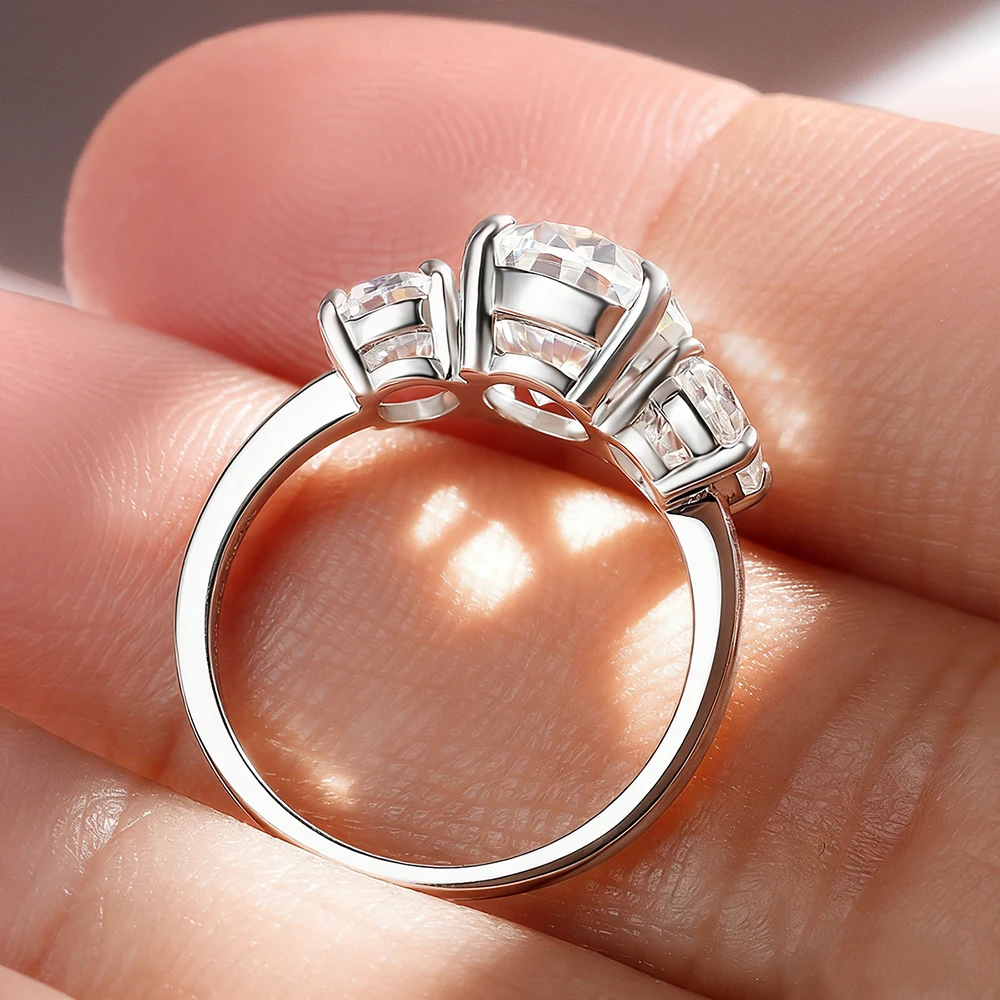 3/6 Carat Oval Cut Moissanite Engagement Rings 3-Stone Lab Diamond 925 Sterling Silver Wedding Rings Band for Women Fine Jewelry