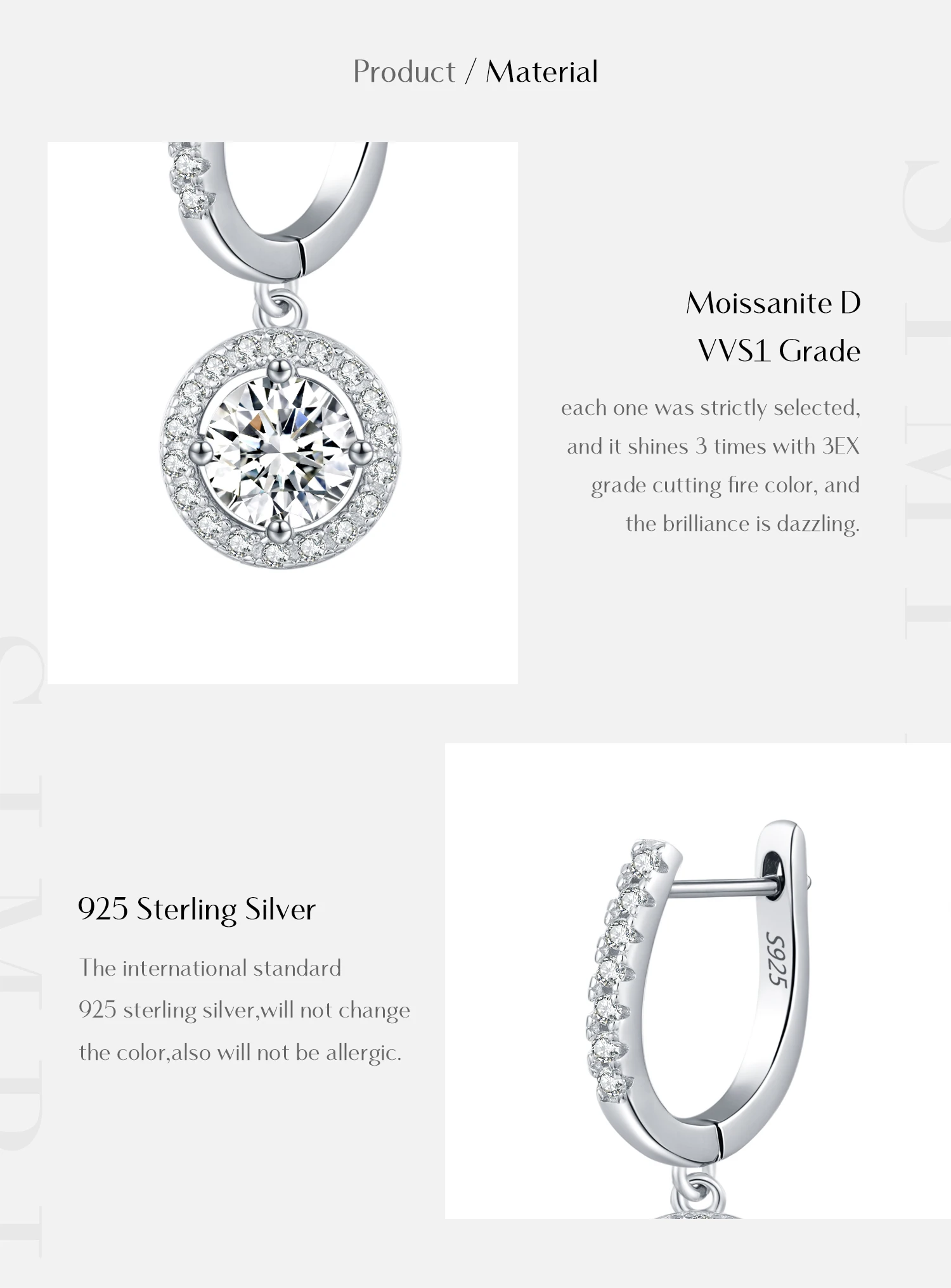 MODIAN D Color Moissanite Drop Earrings 925 Sterling Silver Halo Dangle Earrings For Women Wedding Engagement Fine Jewelry Gift