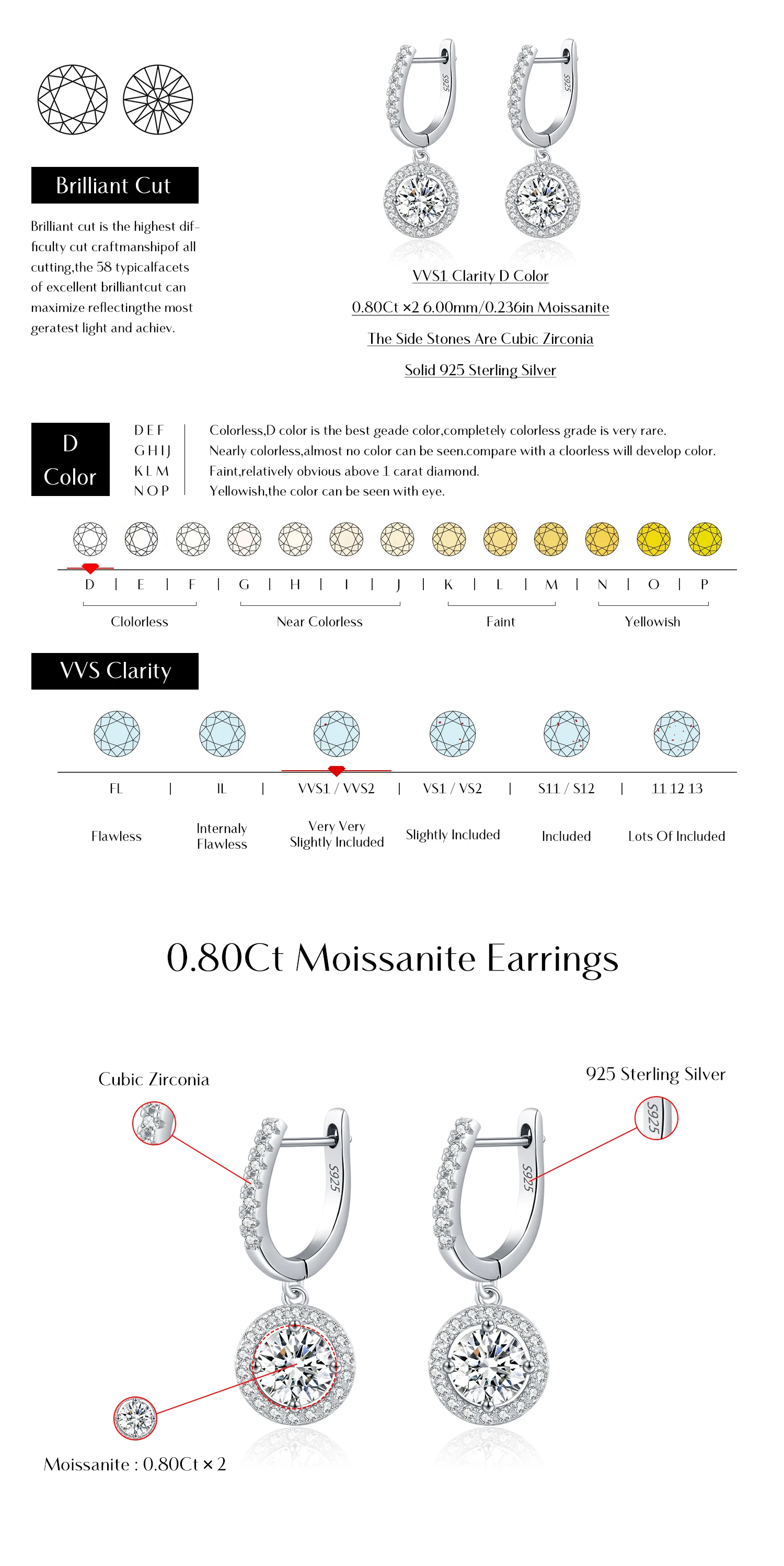 MODIAN D Color Moissanite Drop Earrings 925 Sterling Silver Halo Dangle Earrings For Women Wedding Engagement Fine Jewelry Gift