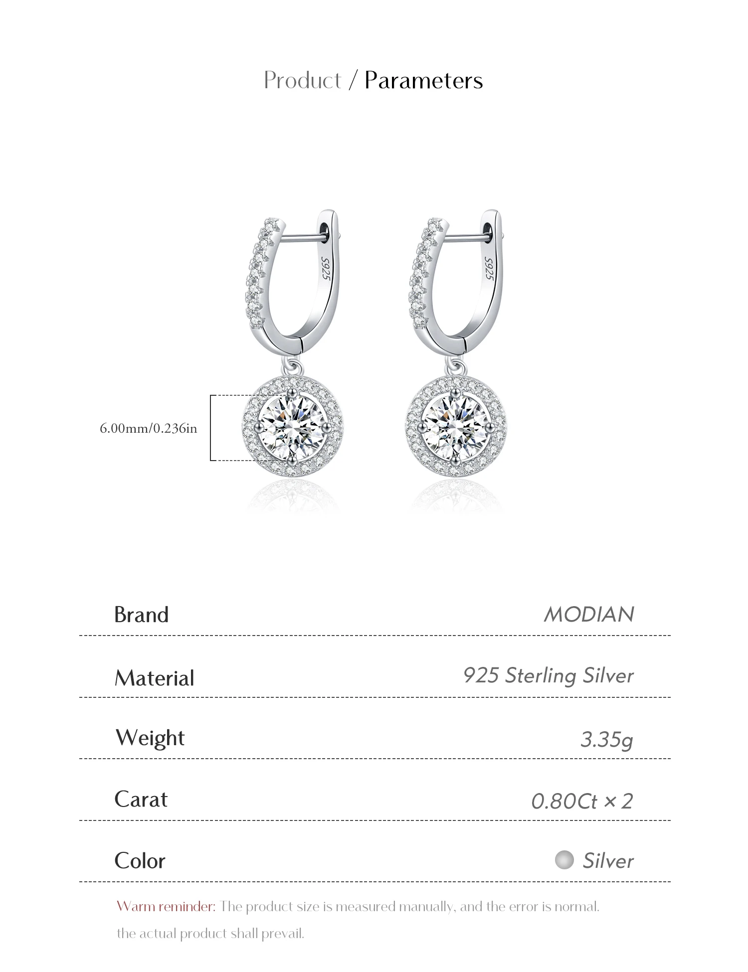 MODIAN D Color Moissanite Drop Earrings 925 Sterling Silver Halo Dangle Earrings For Women Wedding Engagement Fine Jewelry Gift