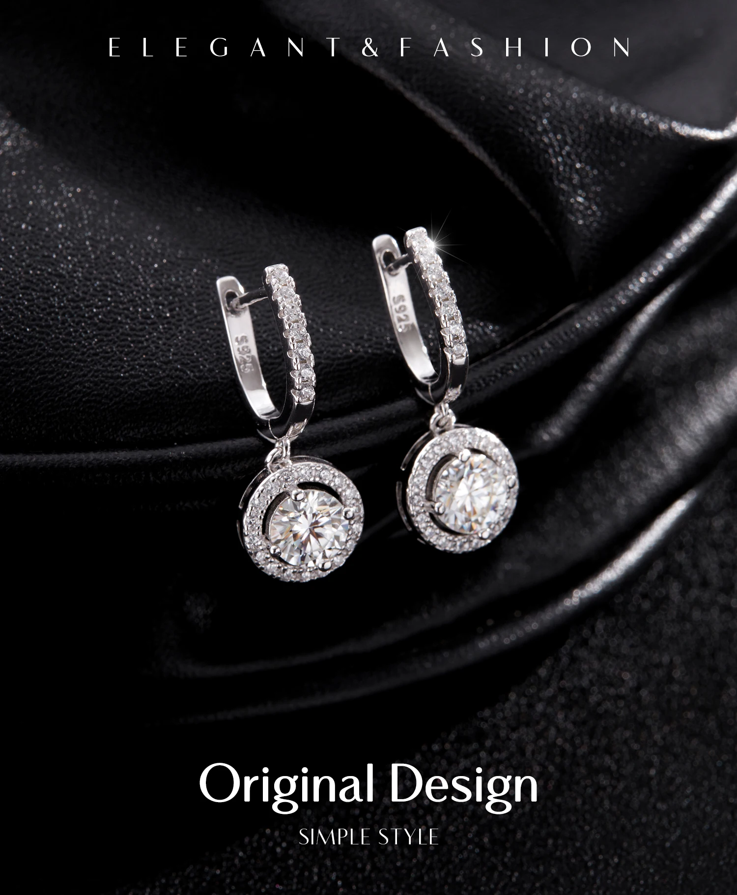 MODIAN D Color Moissanite Drop Earrings 925 Sterling Silver Halo Dangle Earrings For Women Wedding Engagement Fine Jewelry Gift