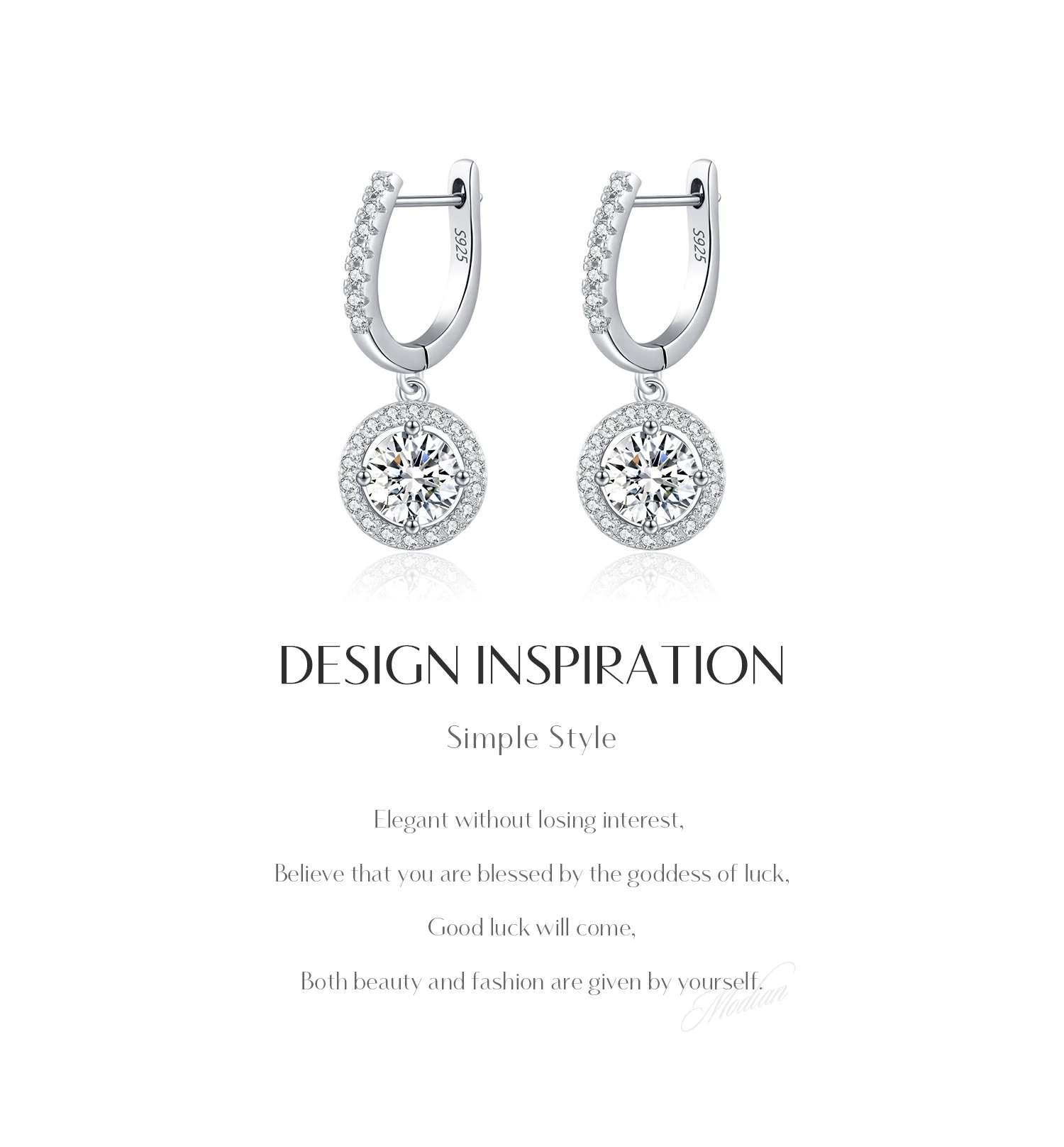 MODIAN D Color Moissanite Drop Earrings 925 Sterling Silver Halo Dangle Earrings For Women Wedding Engagement Fine Jewelry Gift